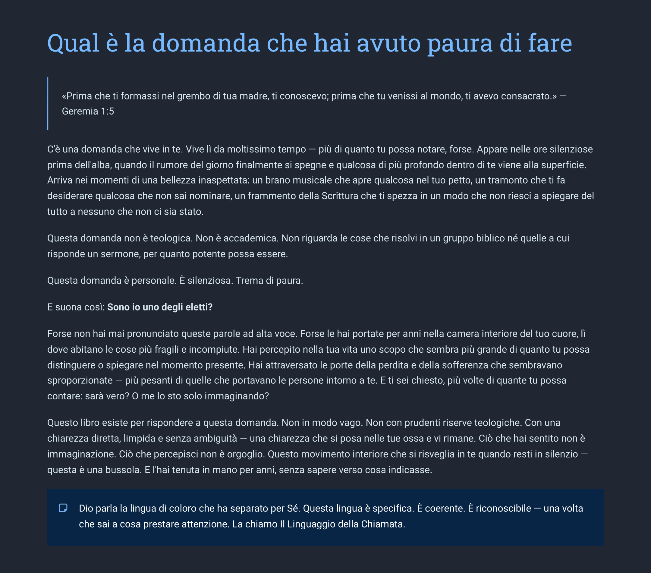 Sei Uno degli Eletti? Come Riconoscere la Chiamata Sulla Tua Vita