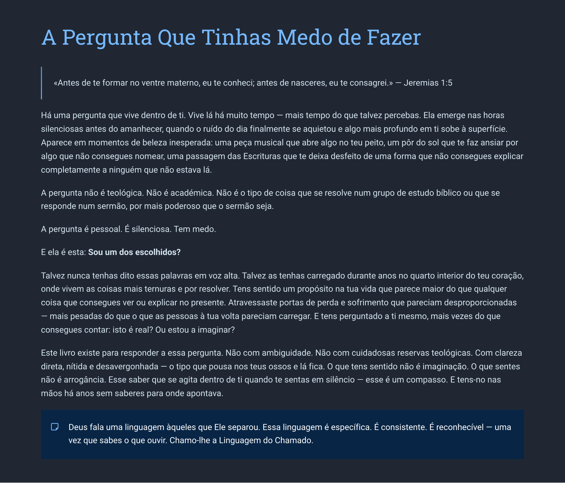 Você é Um dos Escolhidos? Como Reconhecer o Chamado Sobre Sua Vida